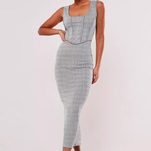 Missguided Recycled Gray Corset Detail Midaxi Dress
